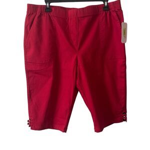 New Allison Daley Petite Series Women's Shorts Size 14P-Red Cotton Blend
